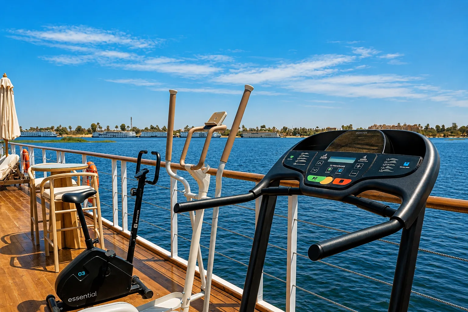 The fitness space aboard Hathor Dahabiya